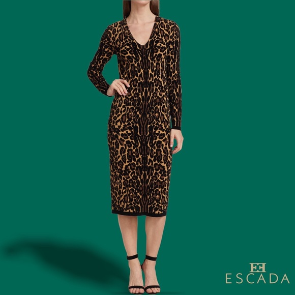 ESCADA **NWT** Delotta Cheetah Print Midi Dress In Fantasy - Picture 8 of 11